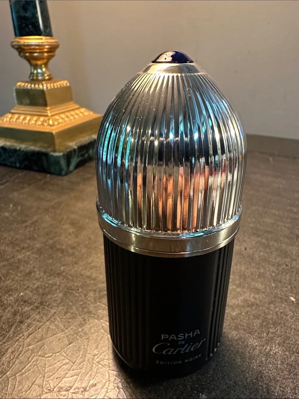 Cartier Pasha de Cartier Black and Silver Ribbed Fragrance Bottle
